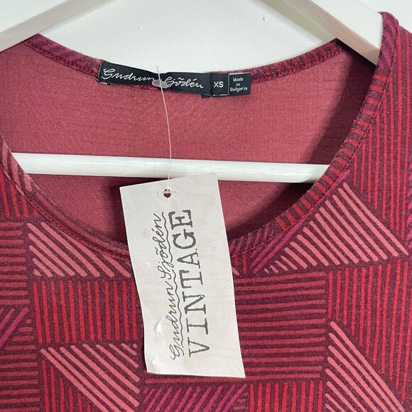 Gudrun Sjoden NWT Sz XS Maroon & Brick Red Striped Geometric Stripe Tunic Dress - Picture 3 of 10